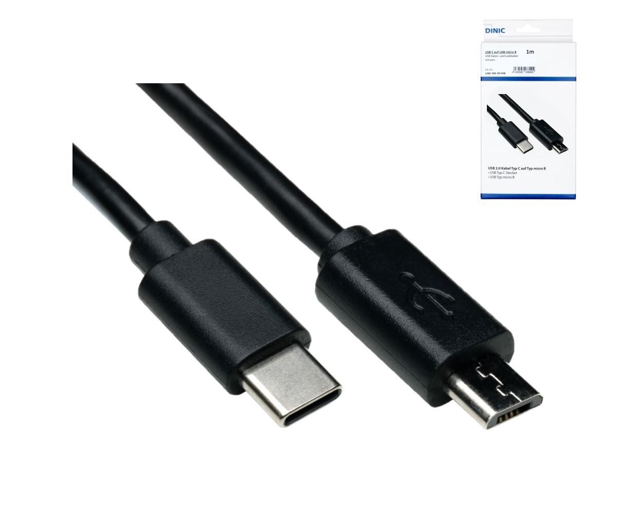 Micro-USB auf USB-C Kabel, Schwarz