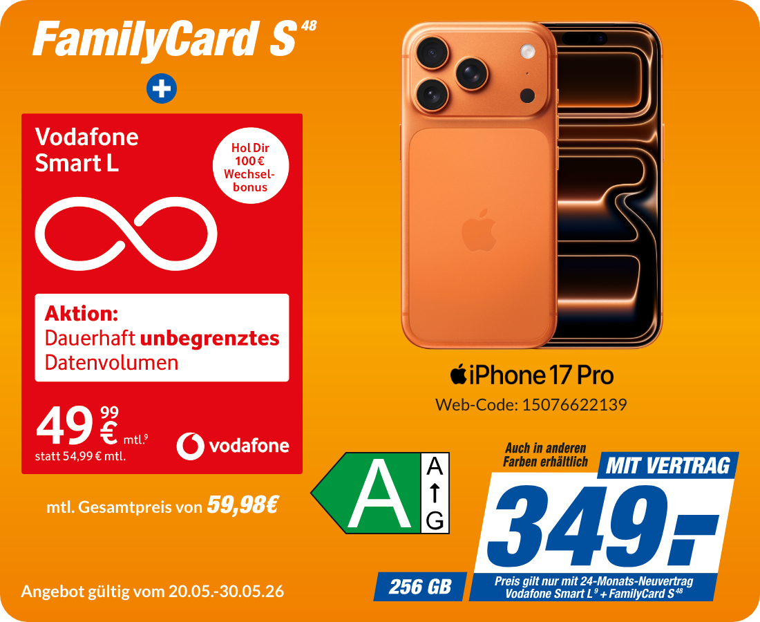 Apple iPhone 17 Pro mit Smart L für 349€!