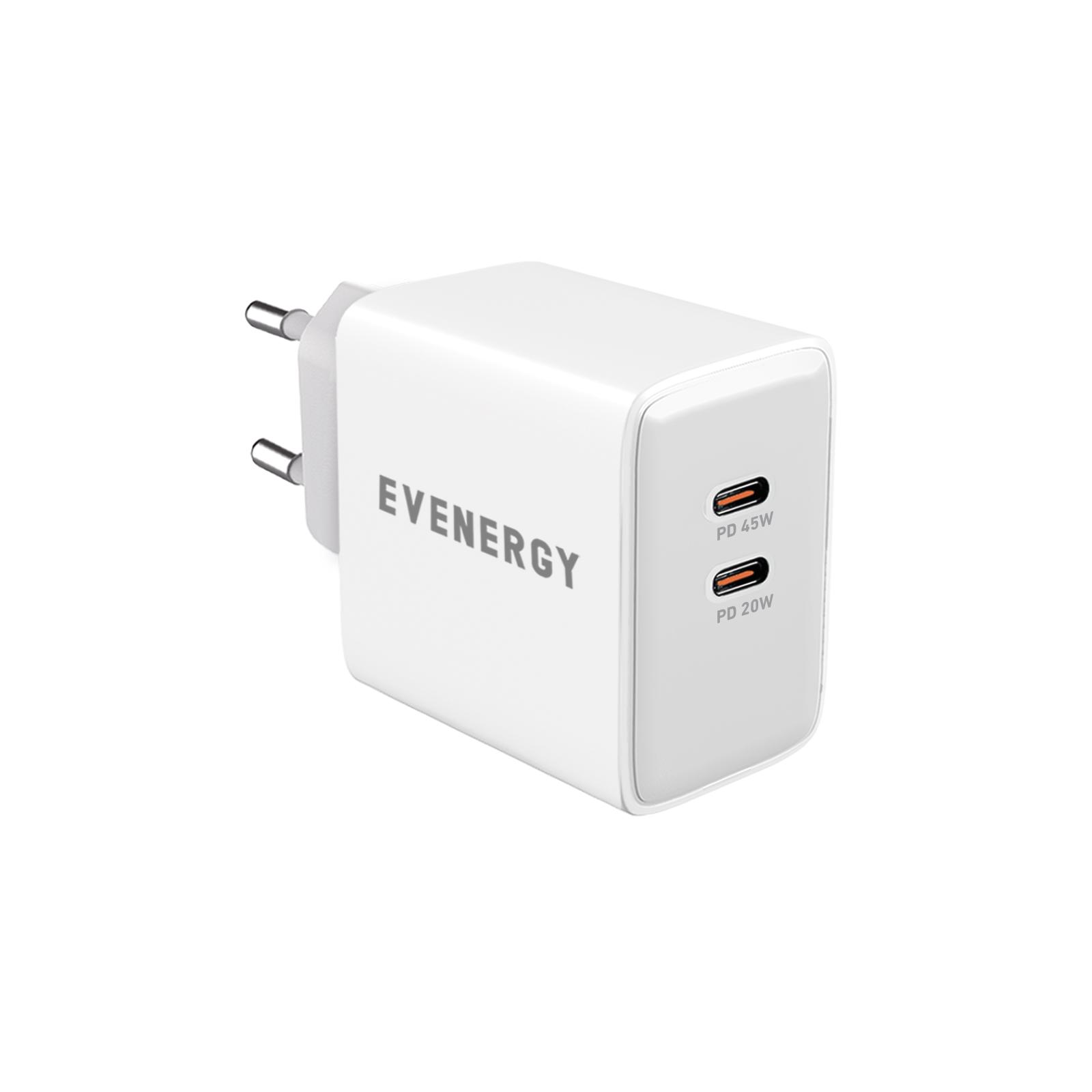 Ladegerät mit zwei USB-C-Anschlüssen, 45 Watt Power Delivery, Weiß
