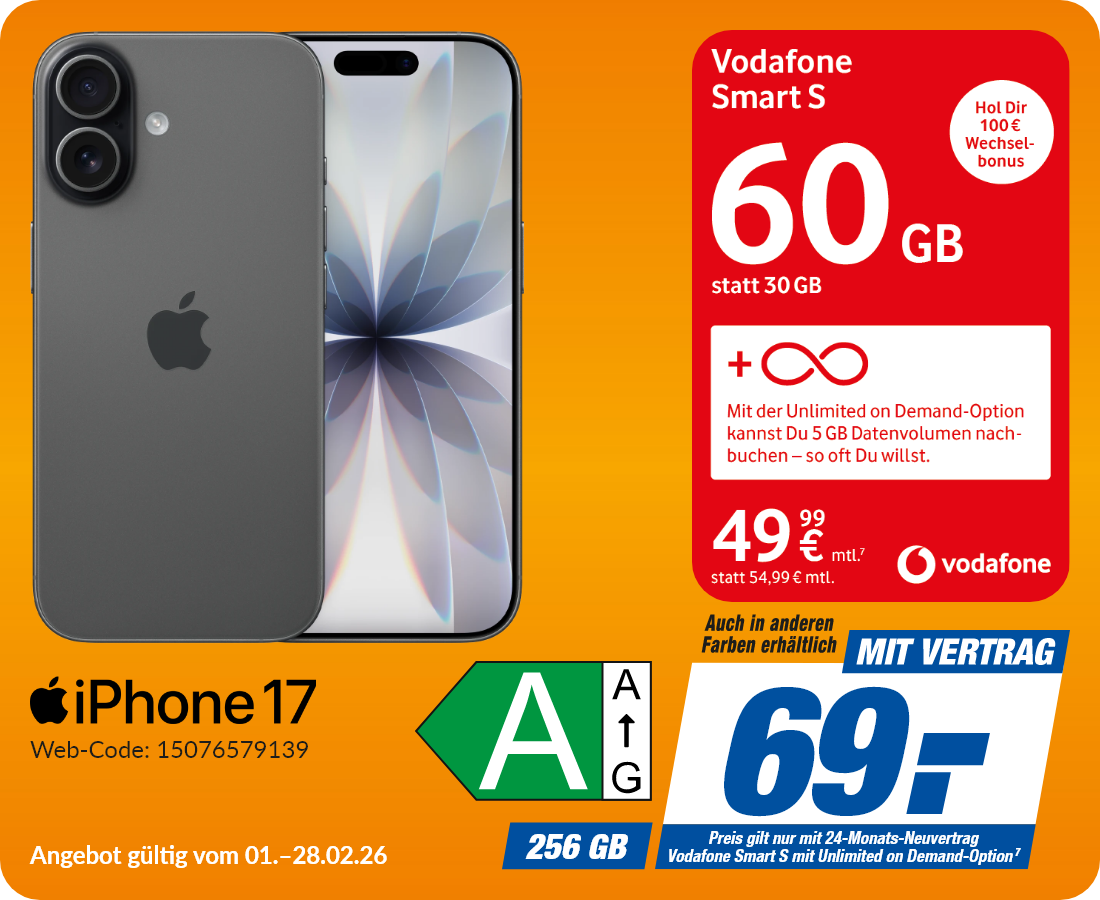 iPhone 17 mit Vodafone Smart S für 69€!