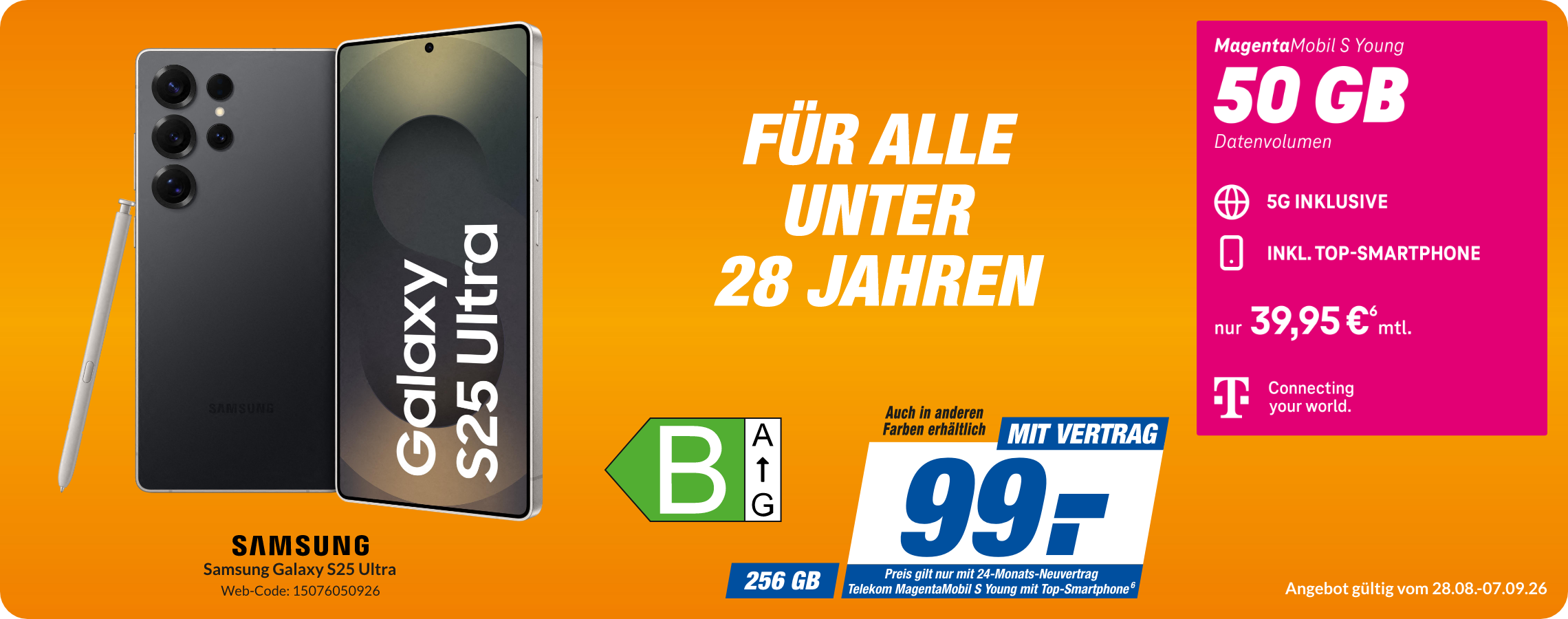 Samsung S25 Ultra mit Magenta Mobil S Young für 99€!