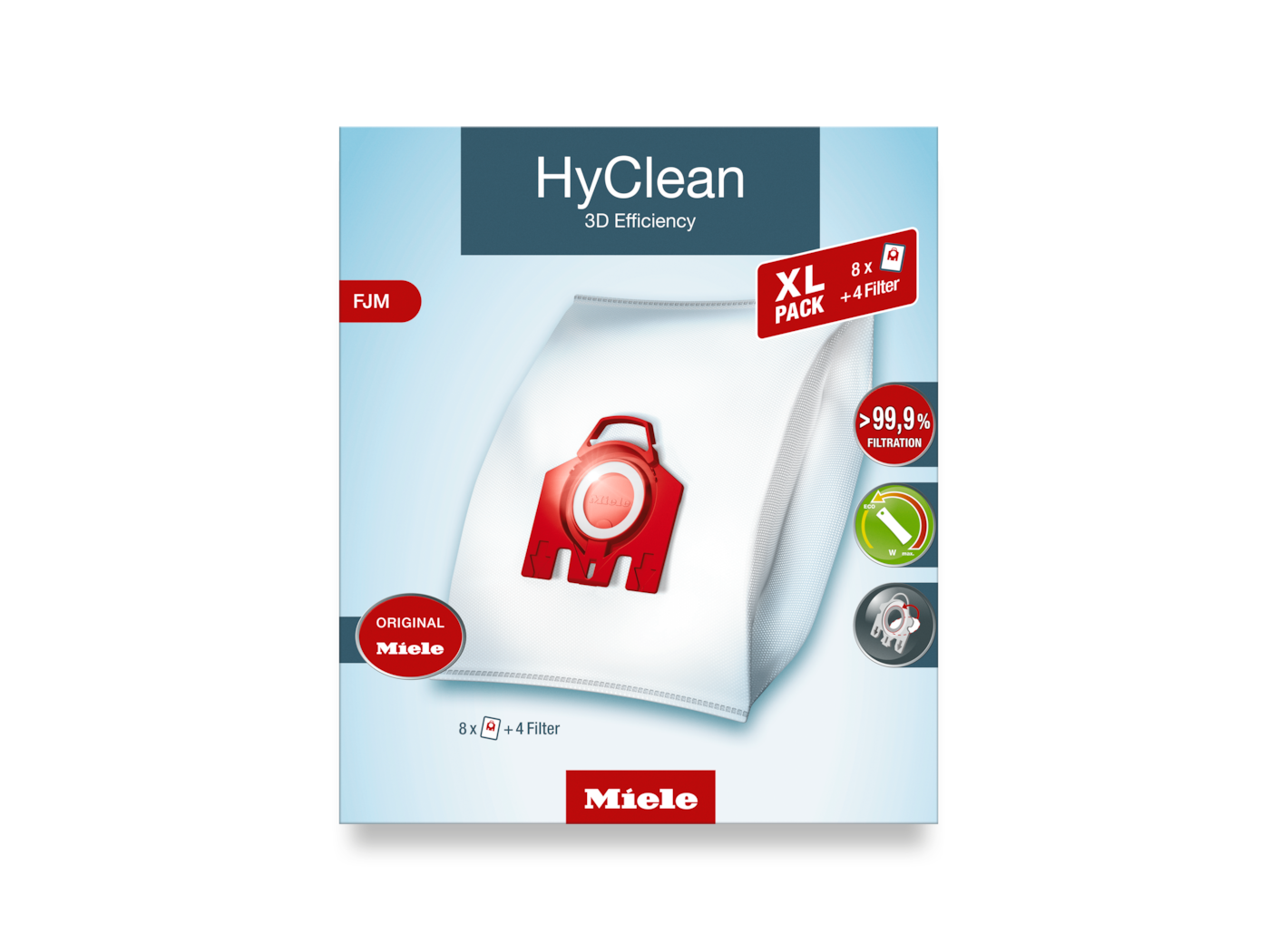 HyClean 3D Efficiency FJM XL-Pack (8 Beutel, 4 Filter) Staubsaugerbeutel