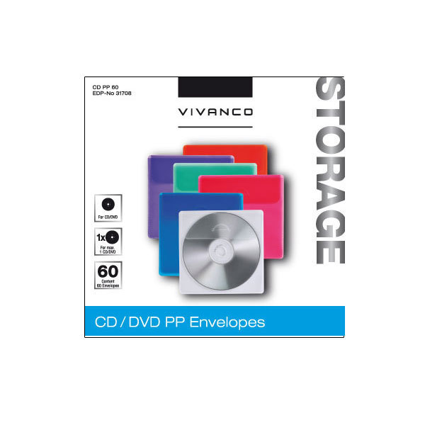 CD/DVD Umschläge, 60er Pack, 6 Farben (31708)