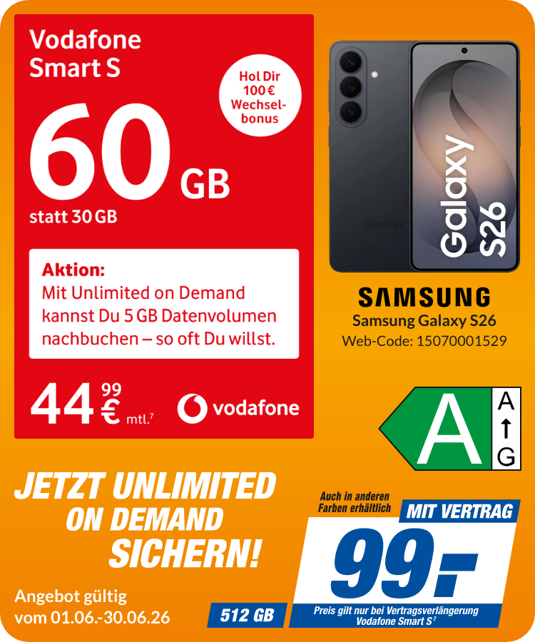 Galaxy S26 mit Smart S für 99€!