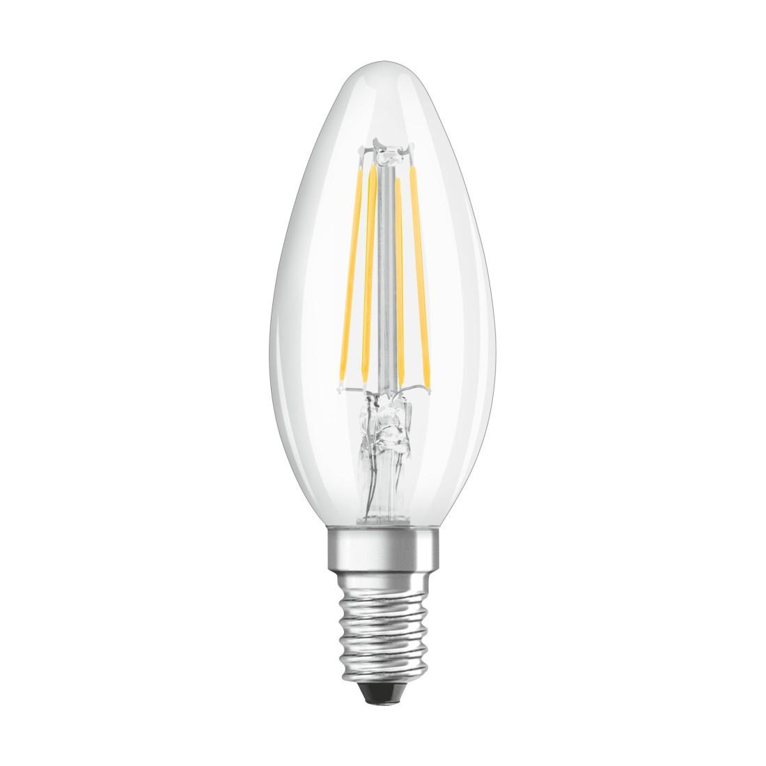 LED-Lampe "Retrofit", Kerze, 4W ersetzt 40W, E14, Warmweiß, klar, 2 Stück (00217795)