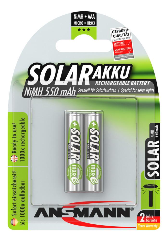 Solar NiMH Akku Micro AAA 550 mAh maxE 2er Blister Akku