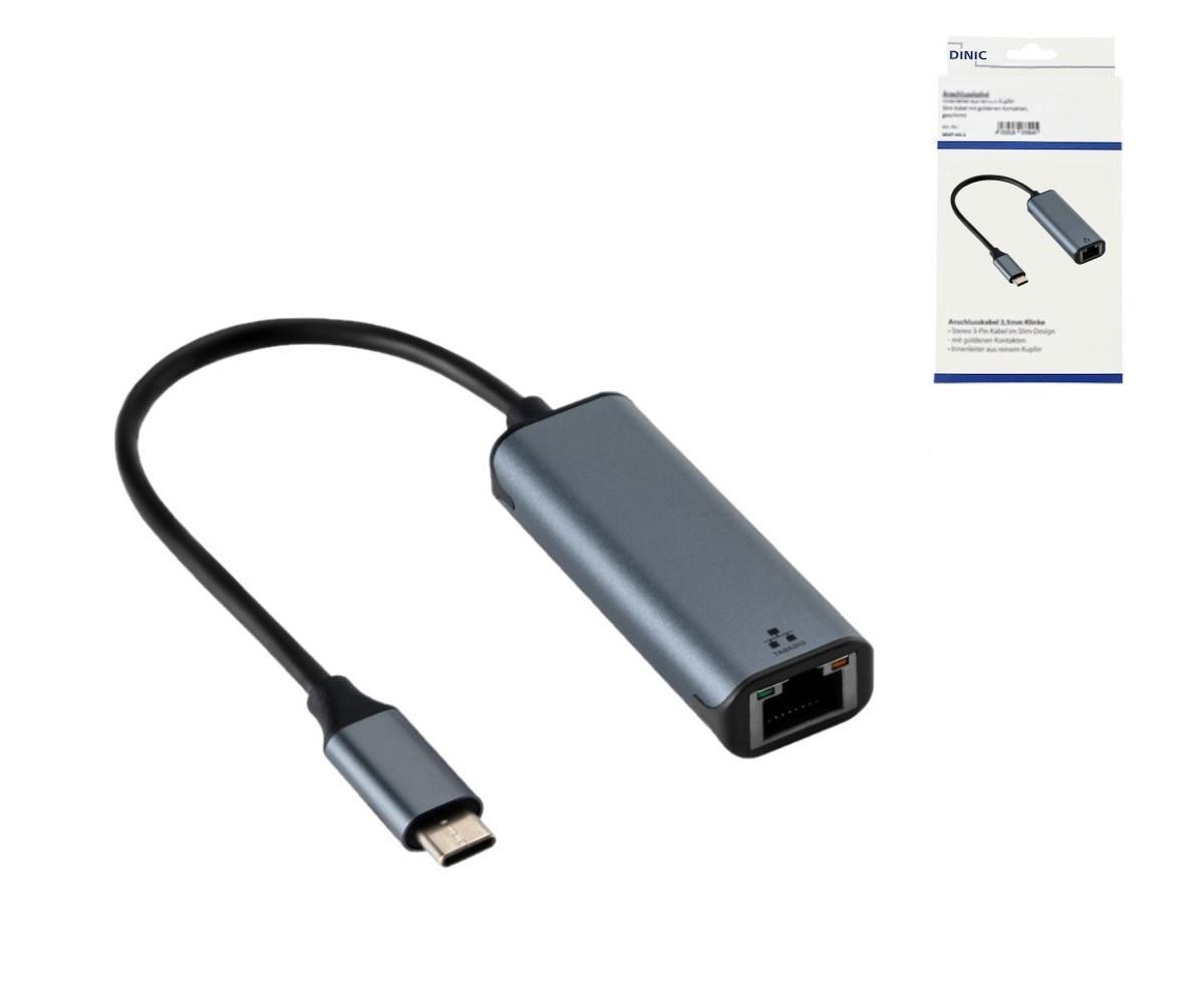 Adapter USB C Stecker/RJ45 Gbit LAN Buchse, 0,2m, 10/100/1000 Mbps mit Auto-Erkennung, space grau