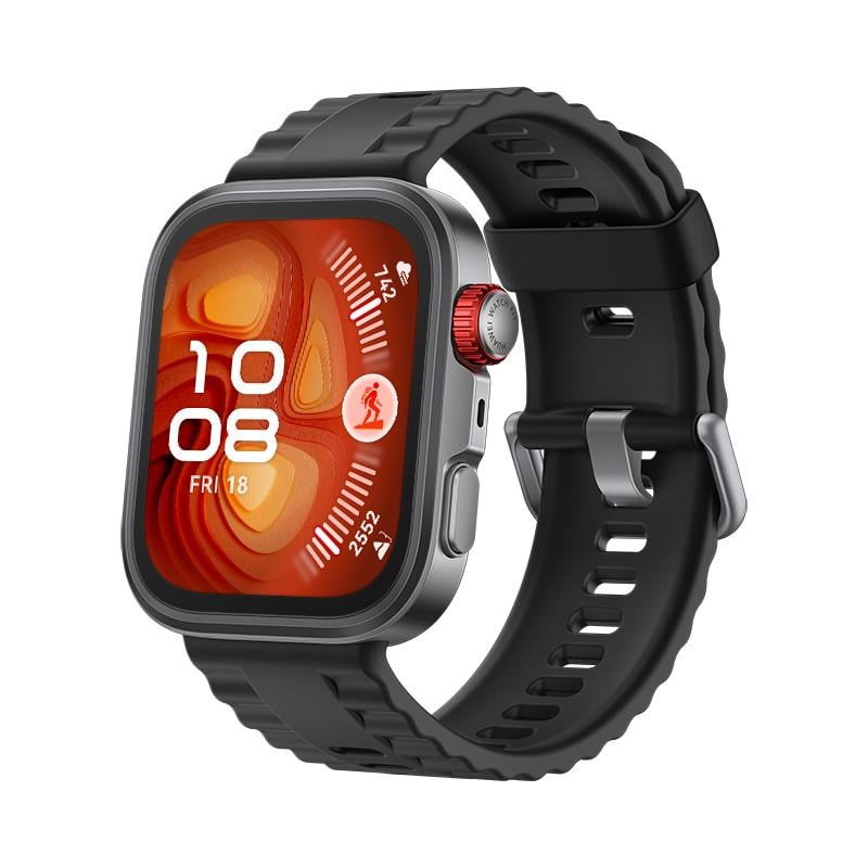 Watch Fit 4 Pro, schwarzes Gehäuse mit schwarzem Fluorelastomer-Armband