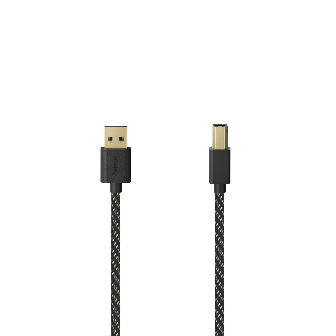 USB-Kabel, USB 2.0, vergoldet, Gewebe, 1,50 m (00201001)