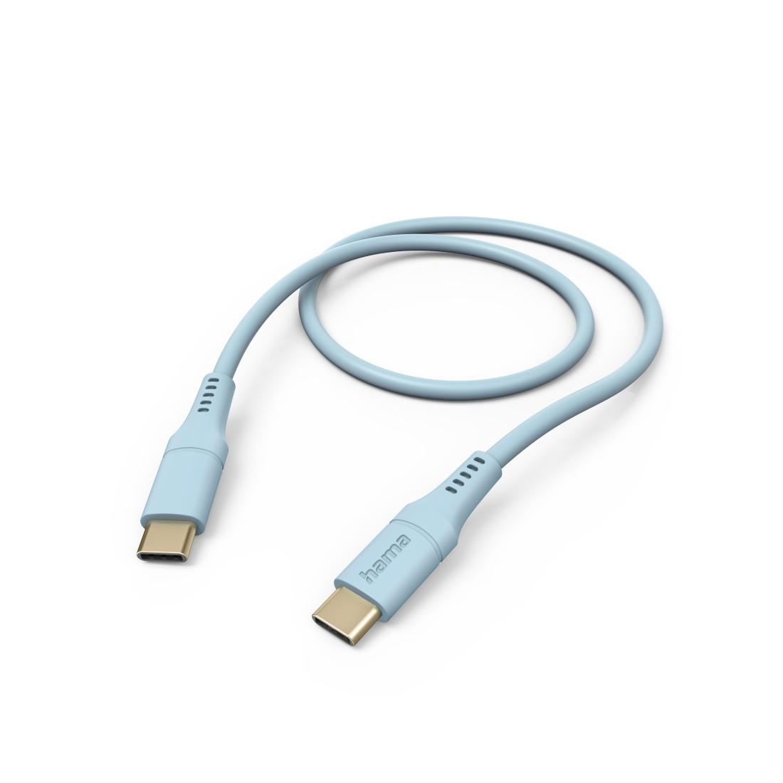Ladekabel "Flexible", USB-C - USB-C, 1,5 m, Silikon, Blau (00201575)