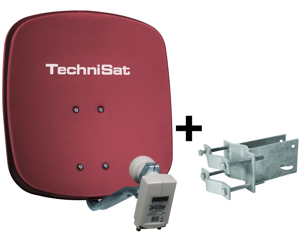 DigiDish 45 ziegelrot inkl. An-Rohr-Fitting Satellitenschüssel 45 cm mit Twin LNB