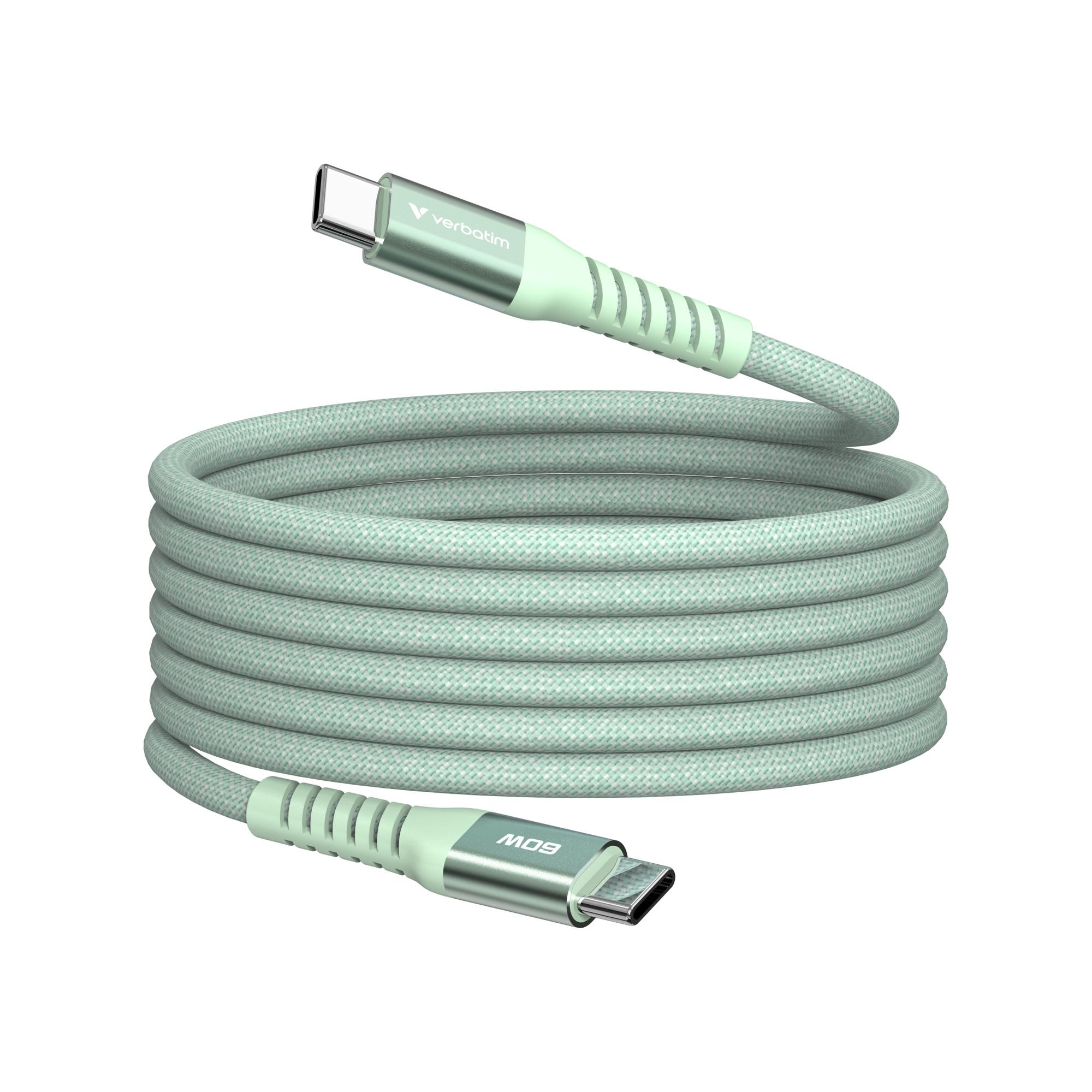 Sync & Charge Magnetkabel - 60W, USB-C auf USB-C, 1,2m, Grün