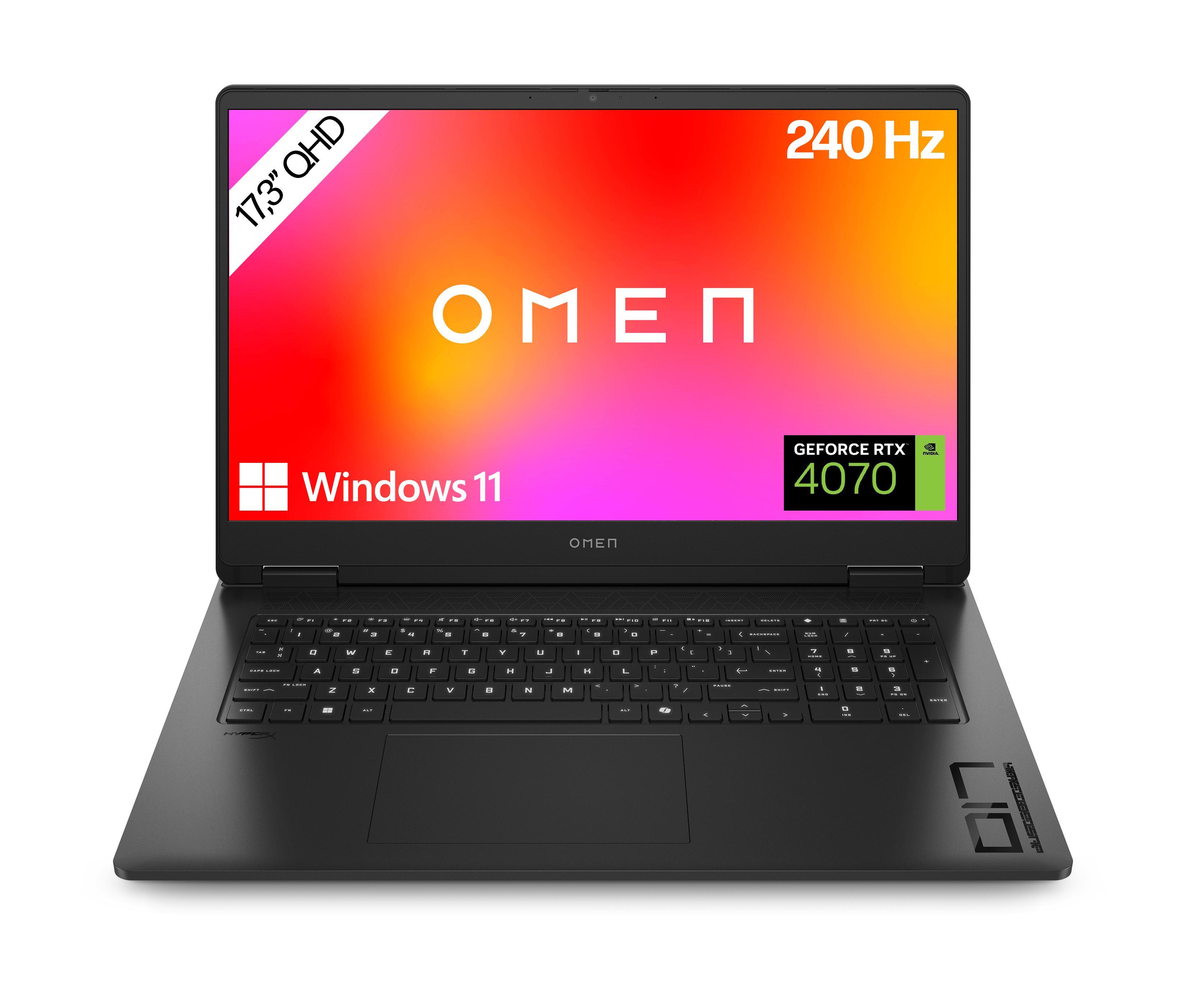 Gaming-Notebook OMEN 17-db0679ng, Schwarz, 17,3 Zoll, Copilot+ PC, QHD, AMD Ryzen 7 8845HS, 32GB, 1TB, RTX 4070