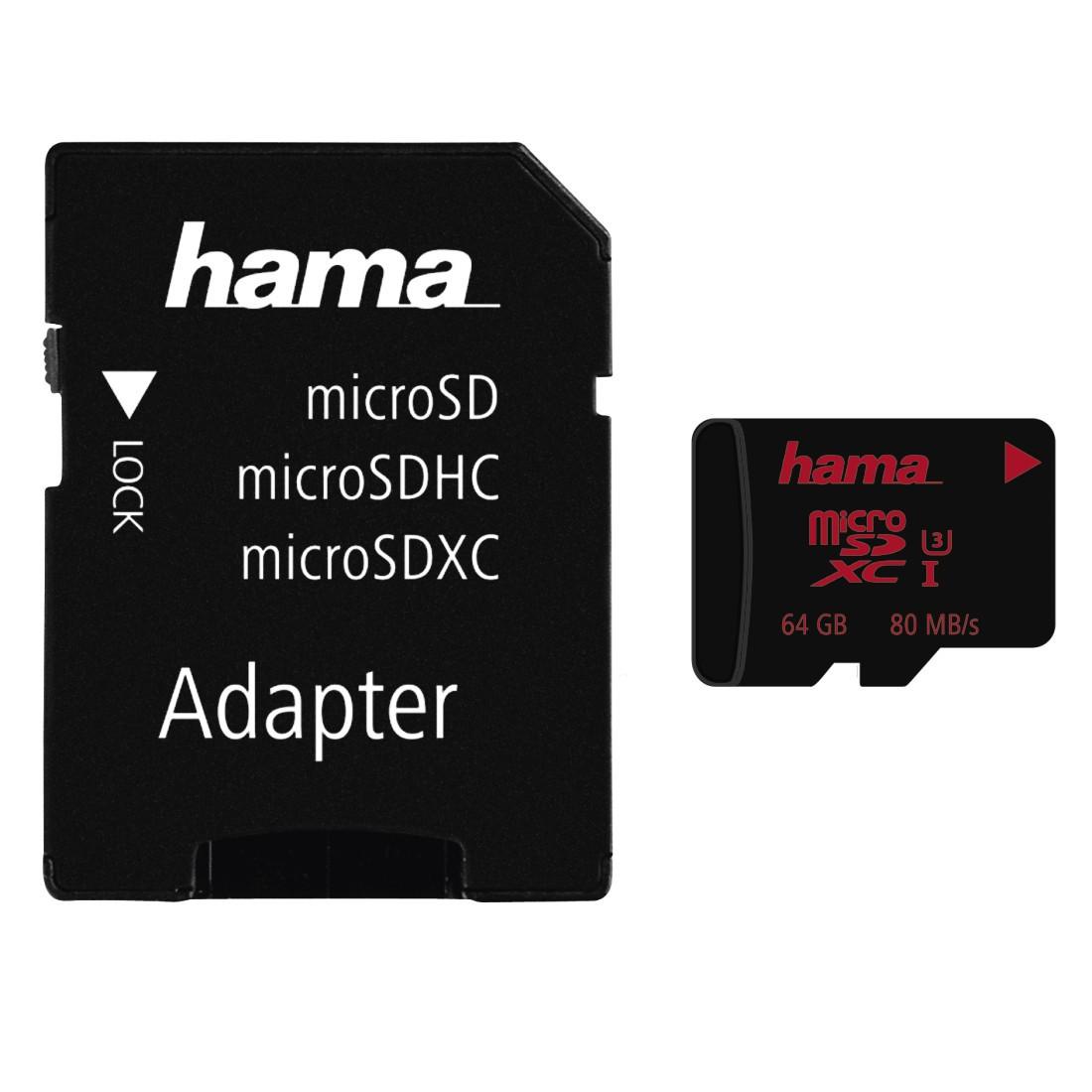 microSDXC 64GB UHS Speed Class 3 UHS-I 80MB/s + Adapter/Foto (00123982)