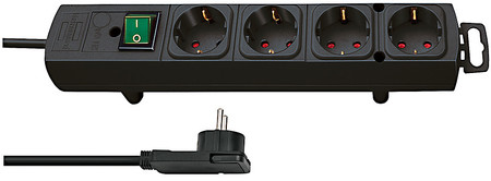 Comfort-Line Plus Steckdosenleiste mit Flachstecker 4-fach schwarz 2m H05VV-F 3G1,5
