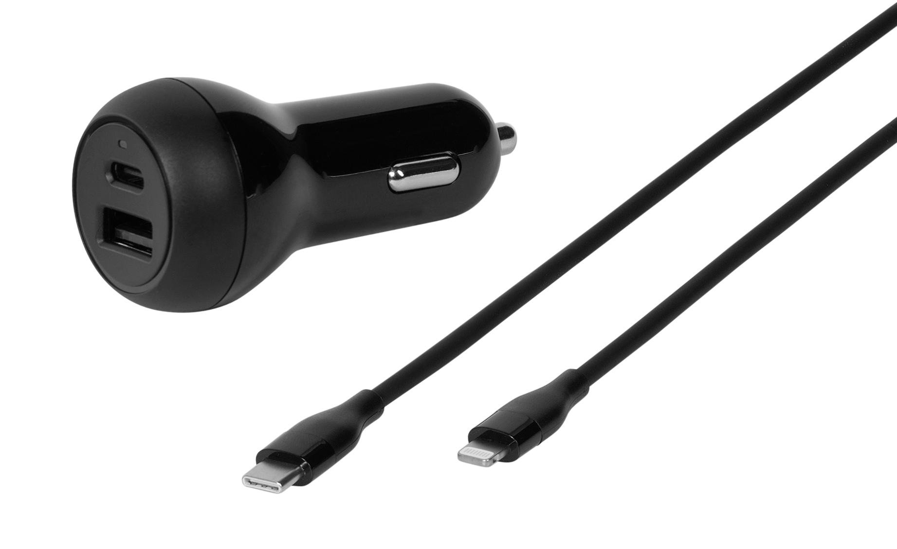 Super Fast Car Charger Set, 2 USB Ports, inkl. USB Type-C™/Lightning-Kabel, Kfz Schnellladeg (62301)