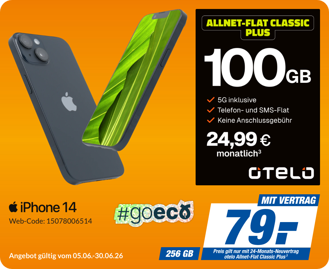 iPhone 14 mit Allnet Flat Classic Plus für 79€!