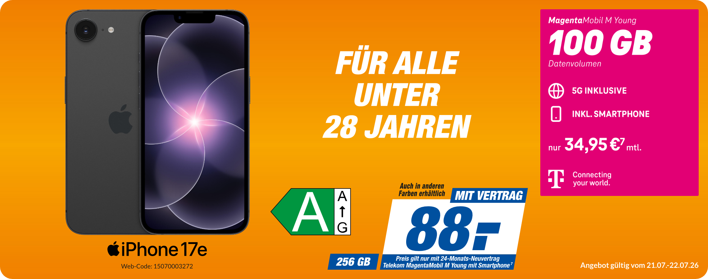 iPhone 17e mit Magenta Mobil M Young für 88€!