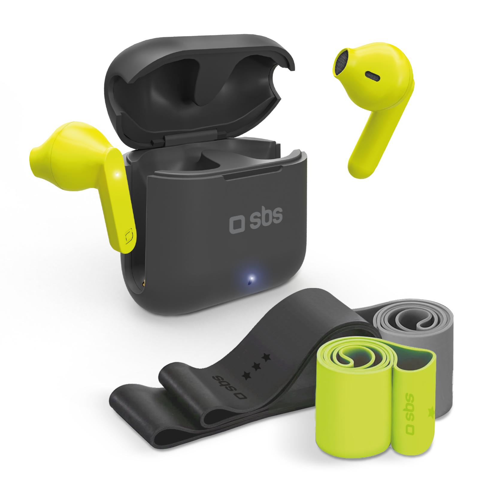 Kit mit drahtlosen TWS-Ohrhörern und elastischen Fitnessbändern, Schwarz In-Ear Kopfhörer