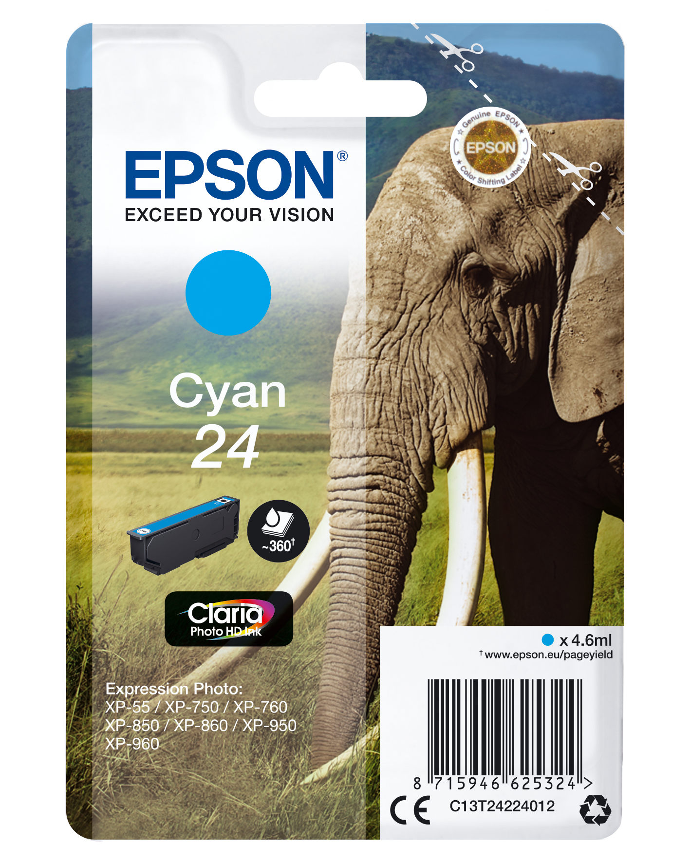 C13T24224012 Elefant cyan Druckerpatrone