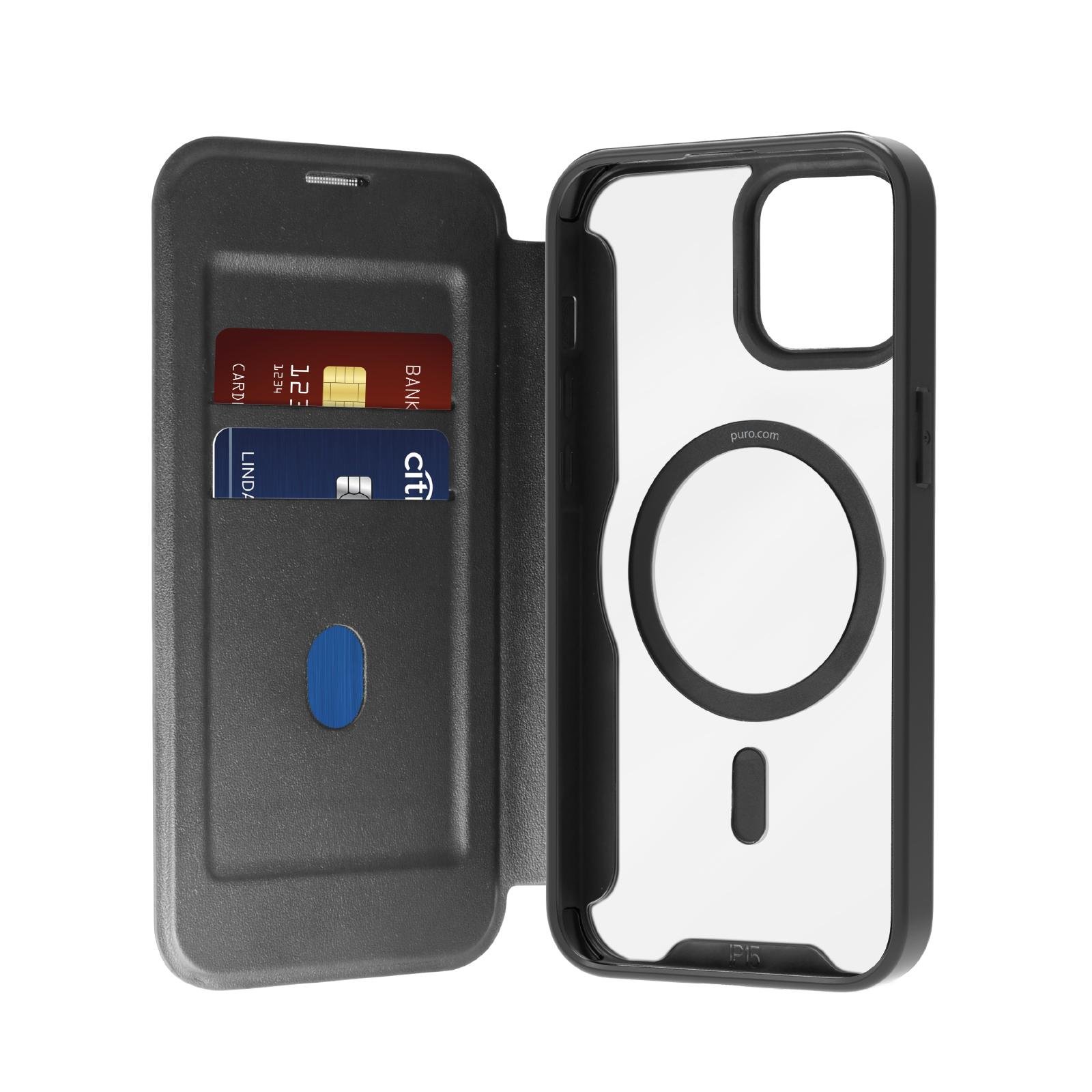 Book Mag 2 Case for iPhone 16, Schwarz