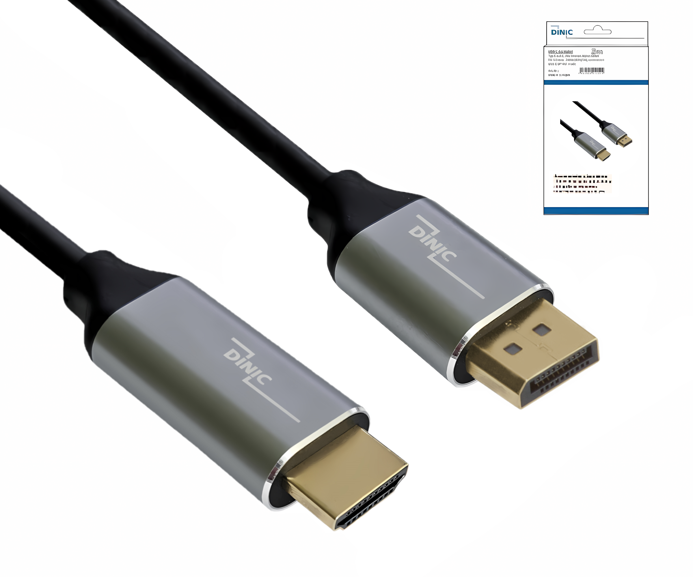 Premium Displayport auf HDMI Kabel, 2m, 4K@60Hz, 3D, HDR, 1x DP auf 1x HDMI Stecker