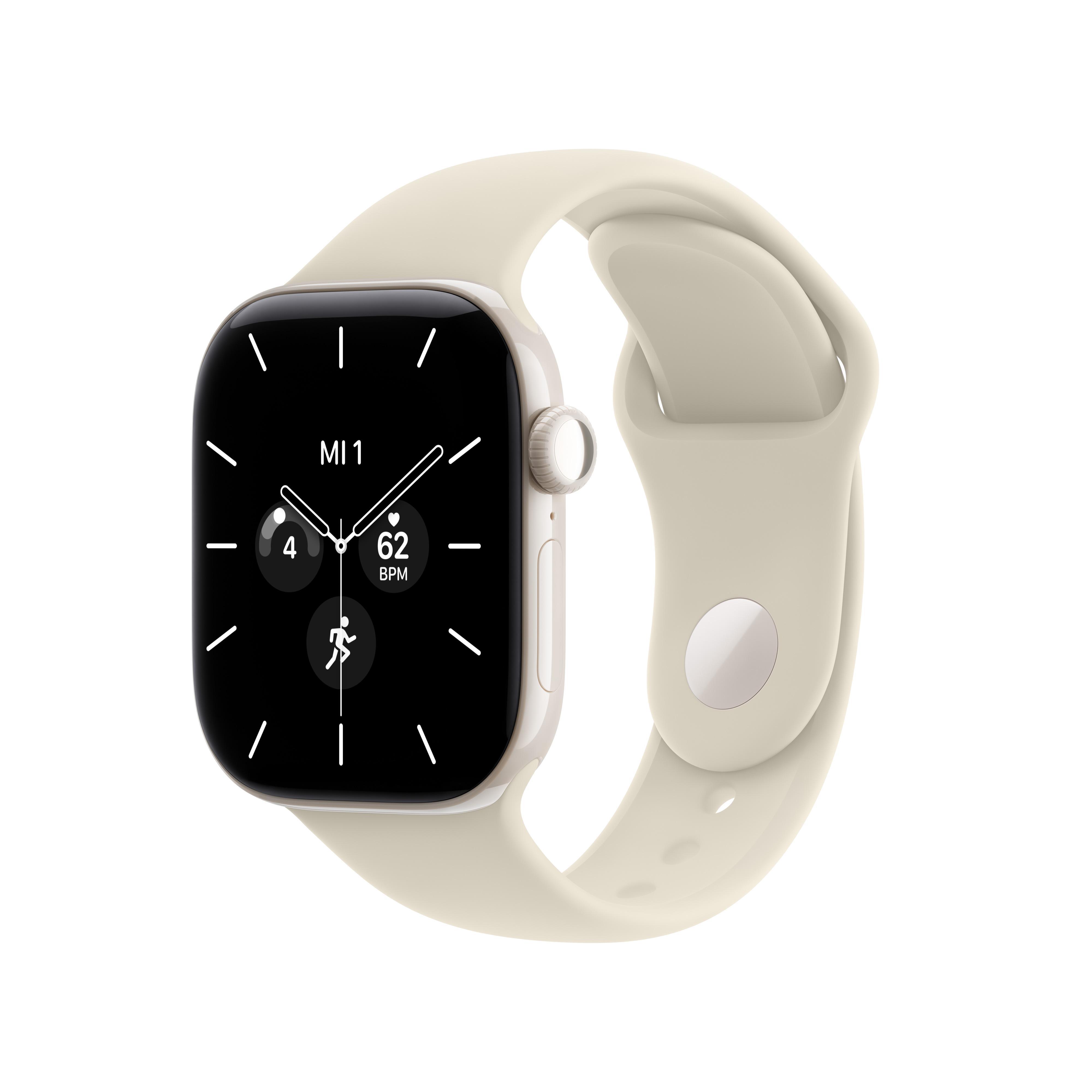 Watch Series 12, GPS + Cellular, 42mm, Perlweiß Keramikgehäuse mit Sandfarbenem Sportband - M/L Smartwatch