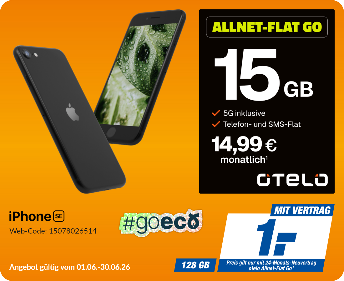 iPhone SE mit Allnet-Flat Go für 1€!