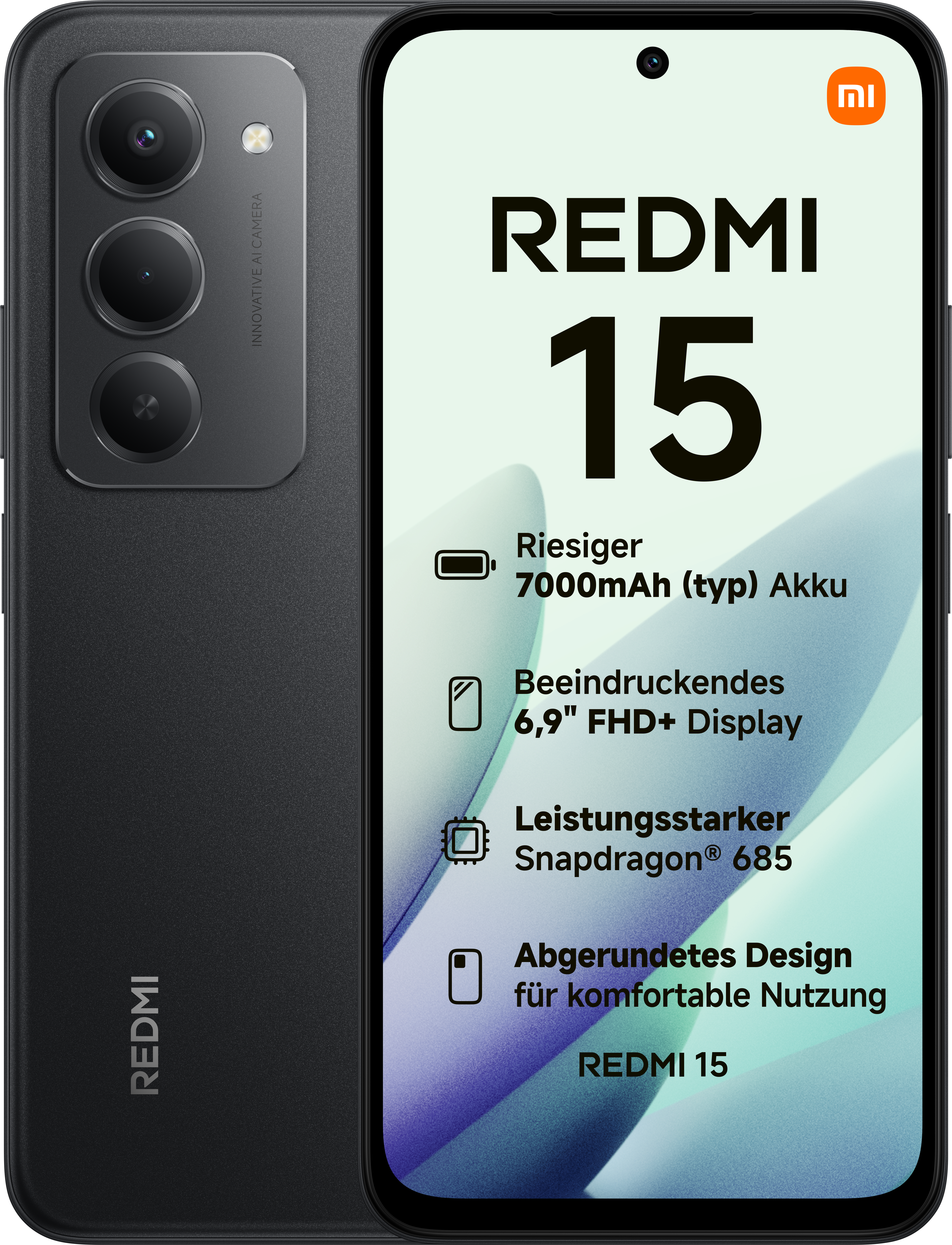 Redmi 15 4G 6GB + 128GB Midnight Black Smartphone