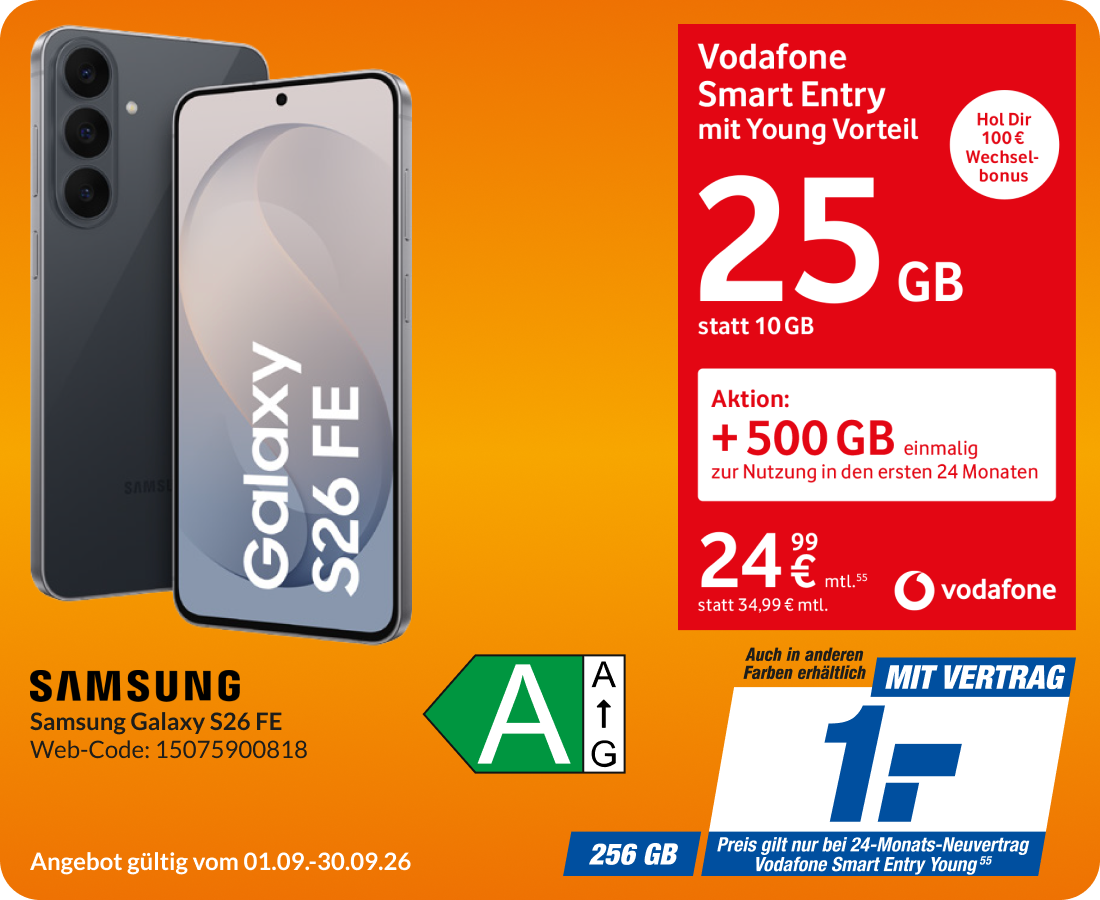 Samsung S26 mit Smart Entry für 1€!