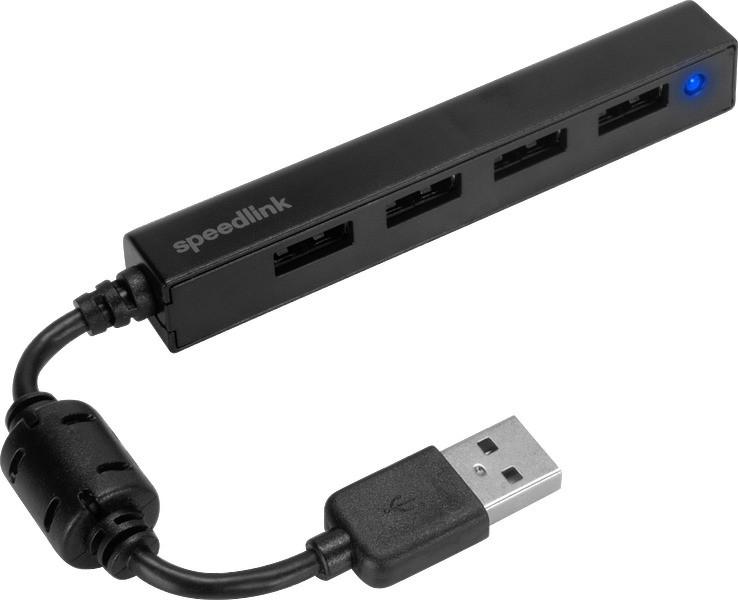 SNAPPY SLIM USB Hub, 4-Port, USB 2.0, Passiv, schwarz