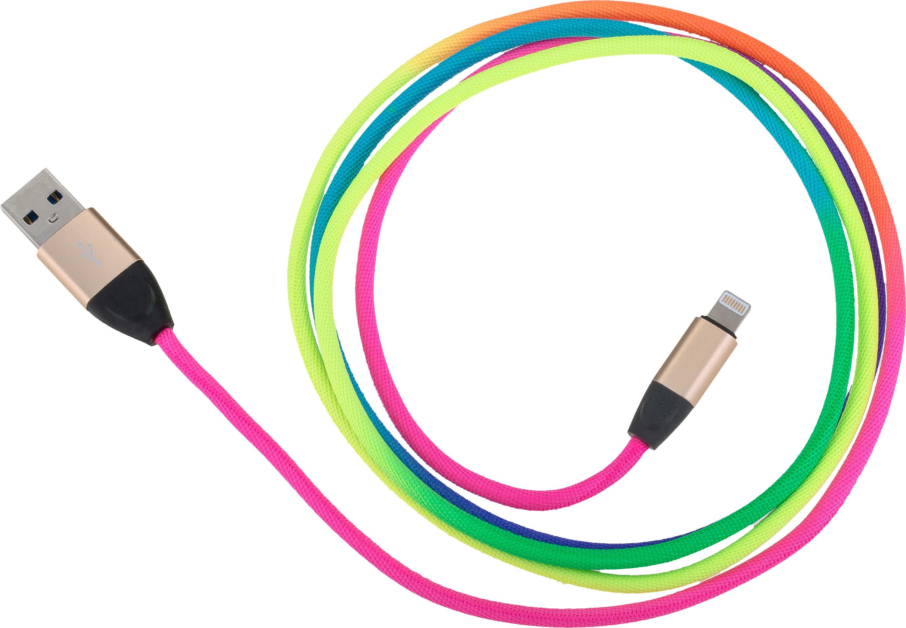USB Data Cable RAINBOW für Apple Lightning mit Sync- und Ladefunktion