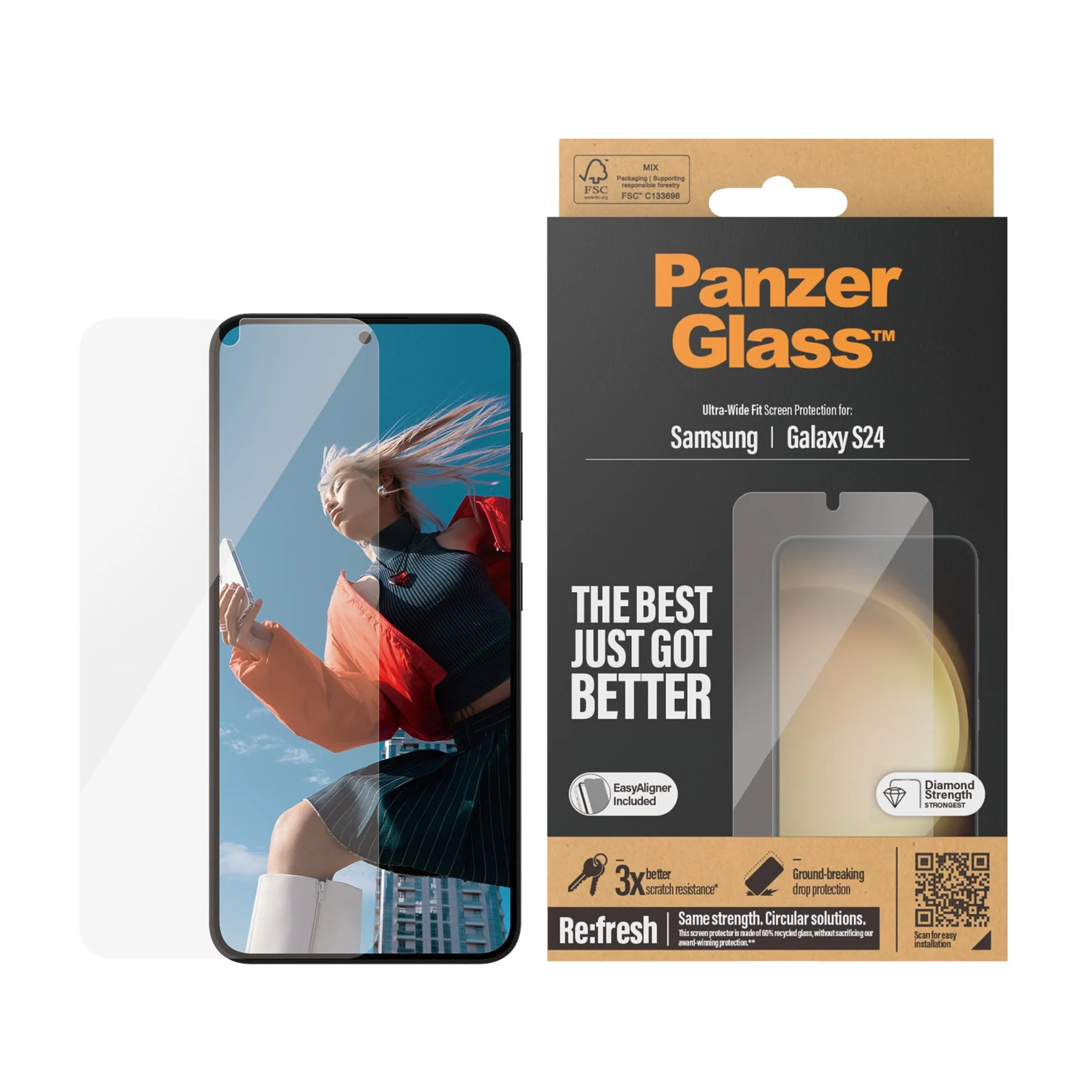 ScreenPro Schutzglas Samsung Galaxy S24, Ultra-Wide Fit