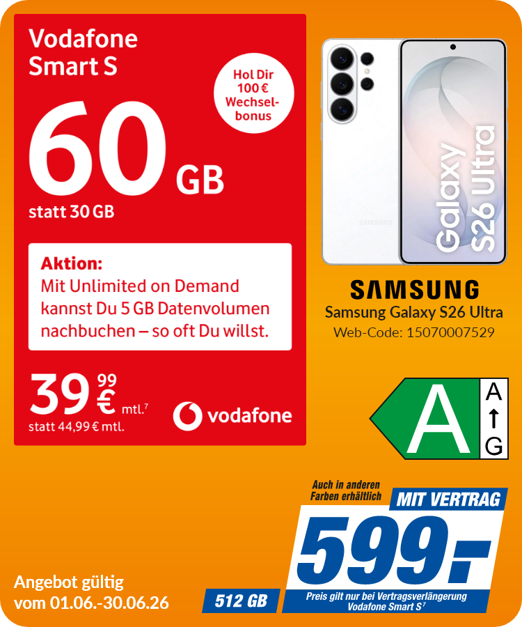 Galaxy S26 Ultra mit Smart S für 599€!