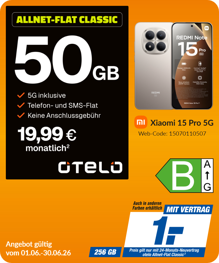 Note 15 Pro mit Allnet-Flat Classic für 1€!