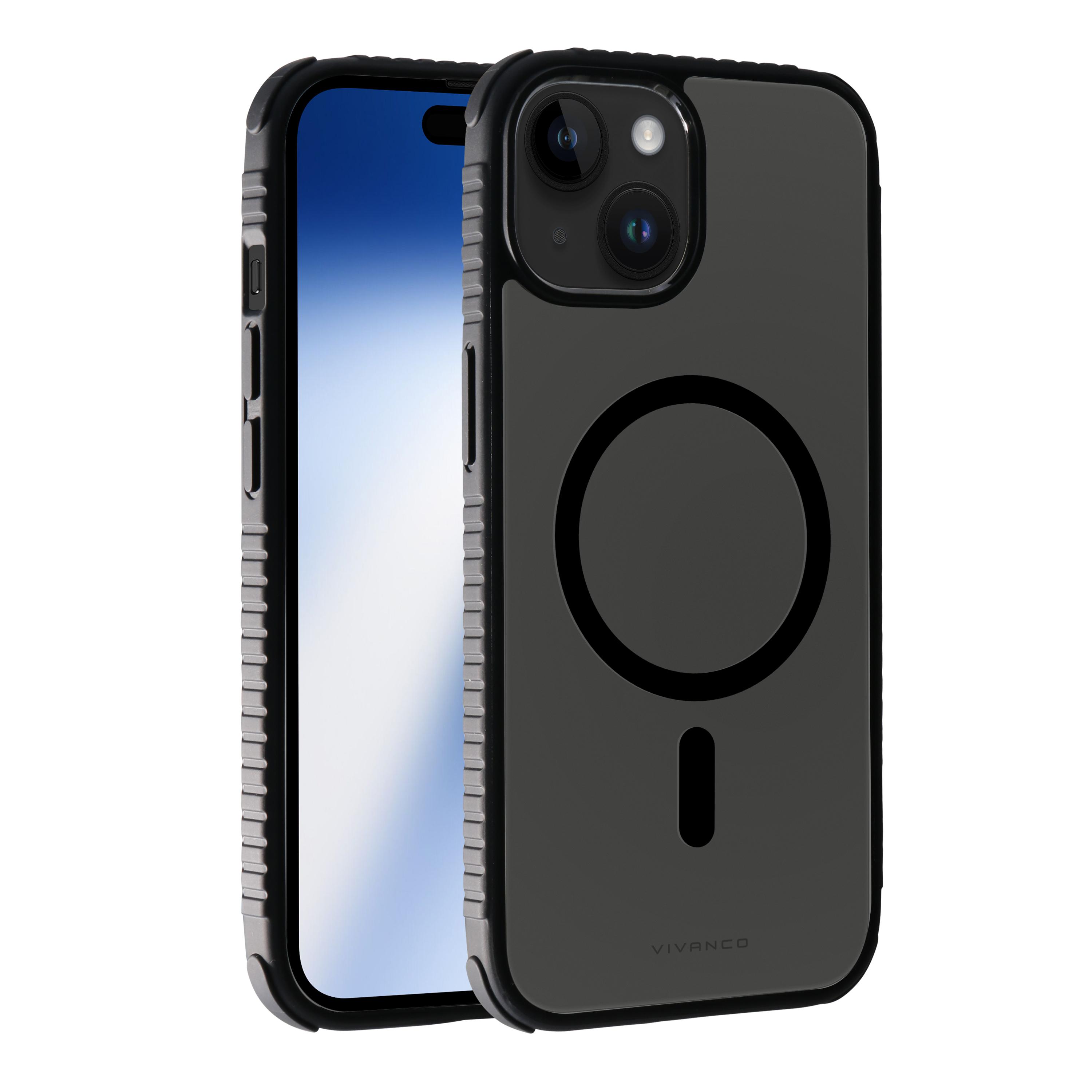 Mag Solid Elite, 360° Anti Shock Cover für iPhone 15, semi-transparent/schwarz (63889) Handyhülle