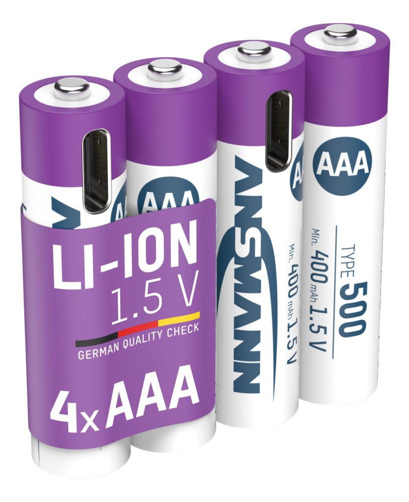Li-Ion Akkus Micro AAA Typ 500 (min. 400 mAh) 4er Karton