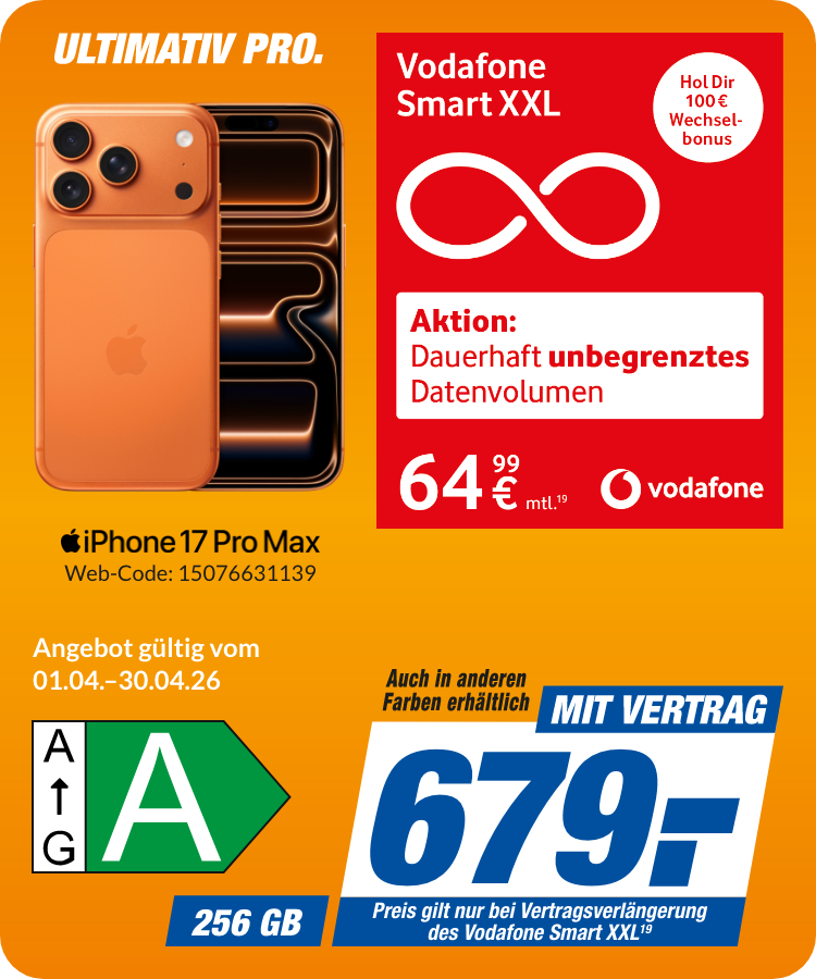 Apple iPhone 17 Pro Max mit Smart XXL für 679€!