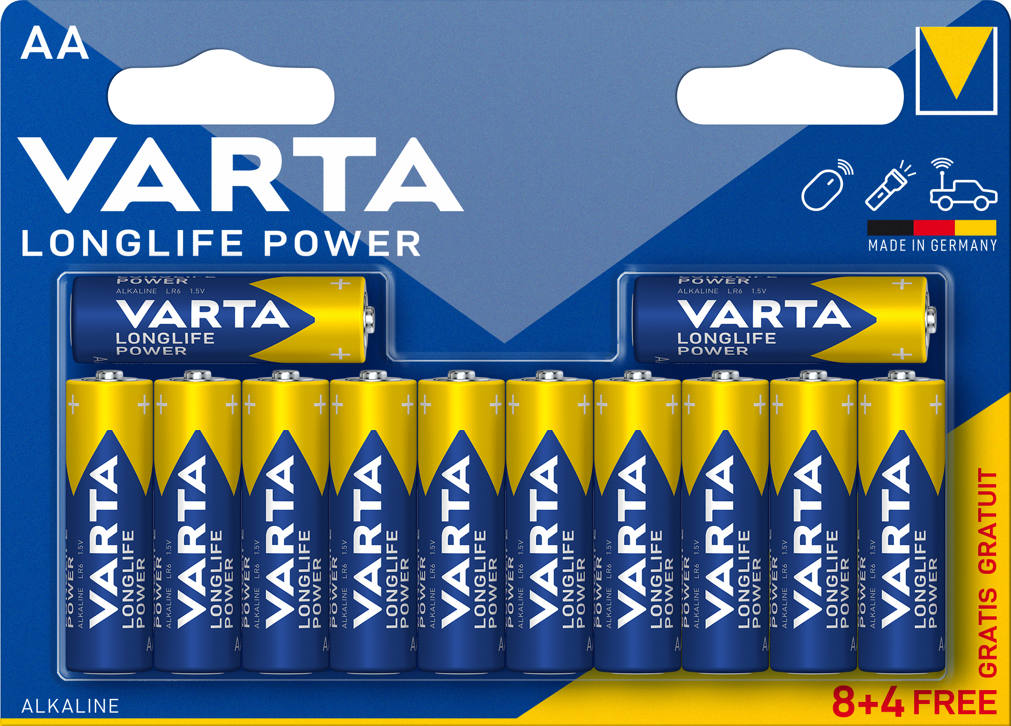 LONGLIFE Power AA, 8+4 Blister Batterie