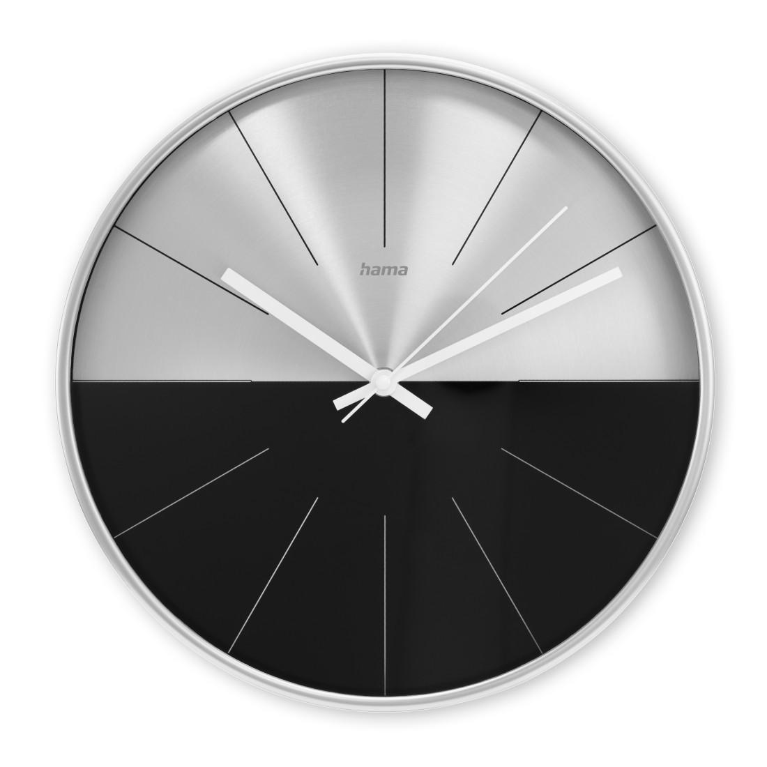 Wanduhr "Sizilien", Quarzuhr, ohne Ticken, analog, Ø 30 cm, Schwarz/Silber (00185879)