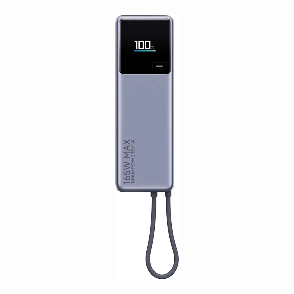 165W Power Bank 10.000-mAh (Integriertes Kabel), Grau