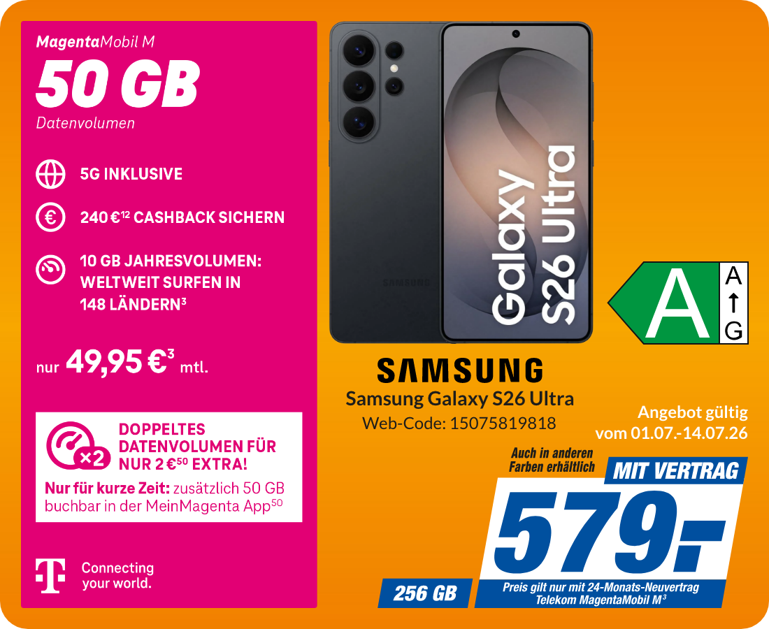 Samsung S26 Ultra mit Magenta Mobil M für 579€!