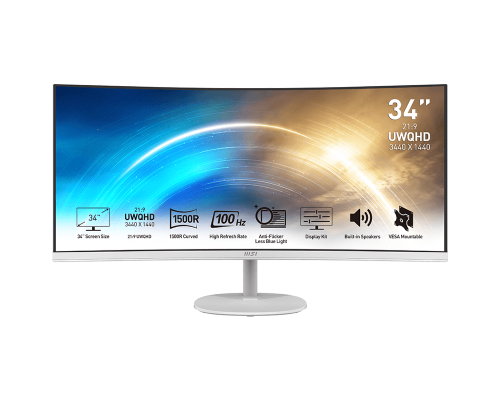Monitor PRO MP341CQWDE, Weiß, 34 Zoll, UWQHD, VA, Curved, 100 Hz, 4 ms
