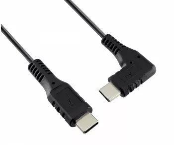 USB Typ C auf C 90°, Ladekabel, 480 Mbit/s, 60W, 3A, OD: 3.5mm, schwarz, Dinic Box mit Euroloch, 1m