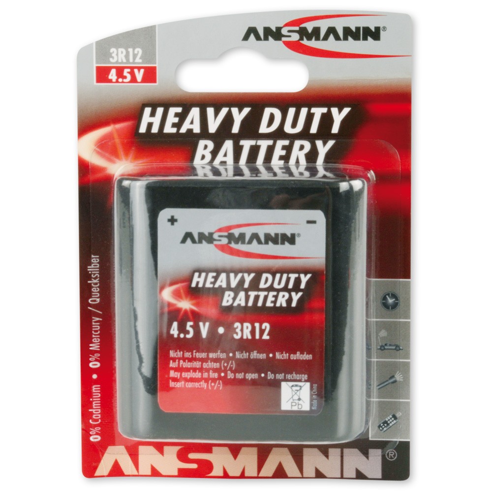 ANSMANN Zink-Kohle Flach-Batterie, 3R12, 4.5 Volt