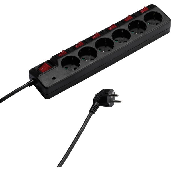 6-fach Steckdosenleiste mit Überspannungsschutz und 7 Schaltern (37326)