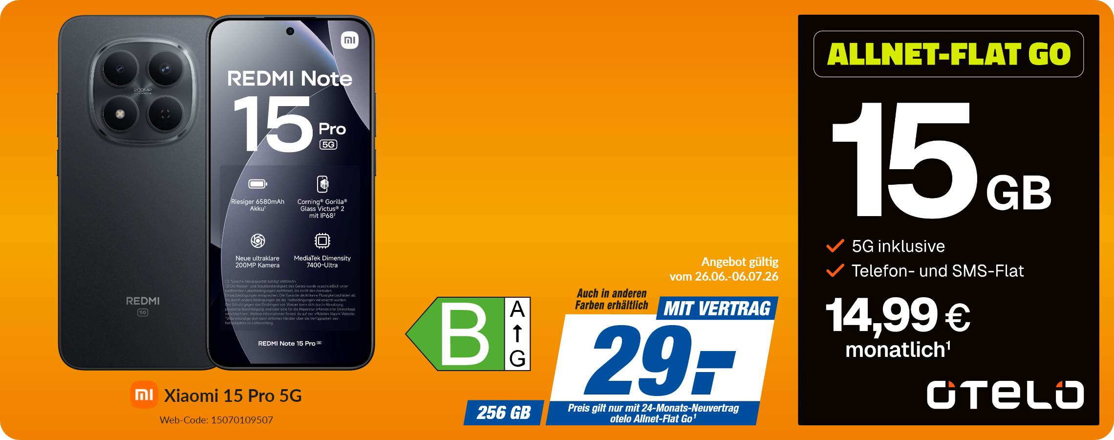 Note 15 Pro mit Allnet-Flat Go für 29€!