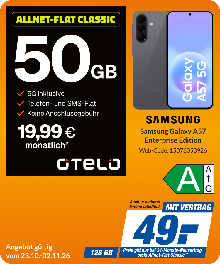 Samsung Galaxy A57 Enterprise mit Allnet Flat Classic für 49€!