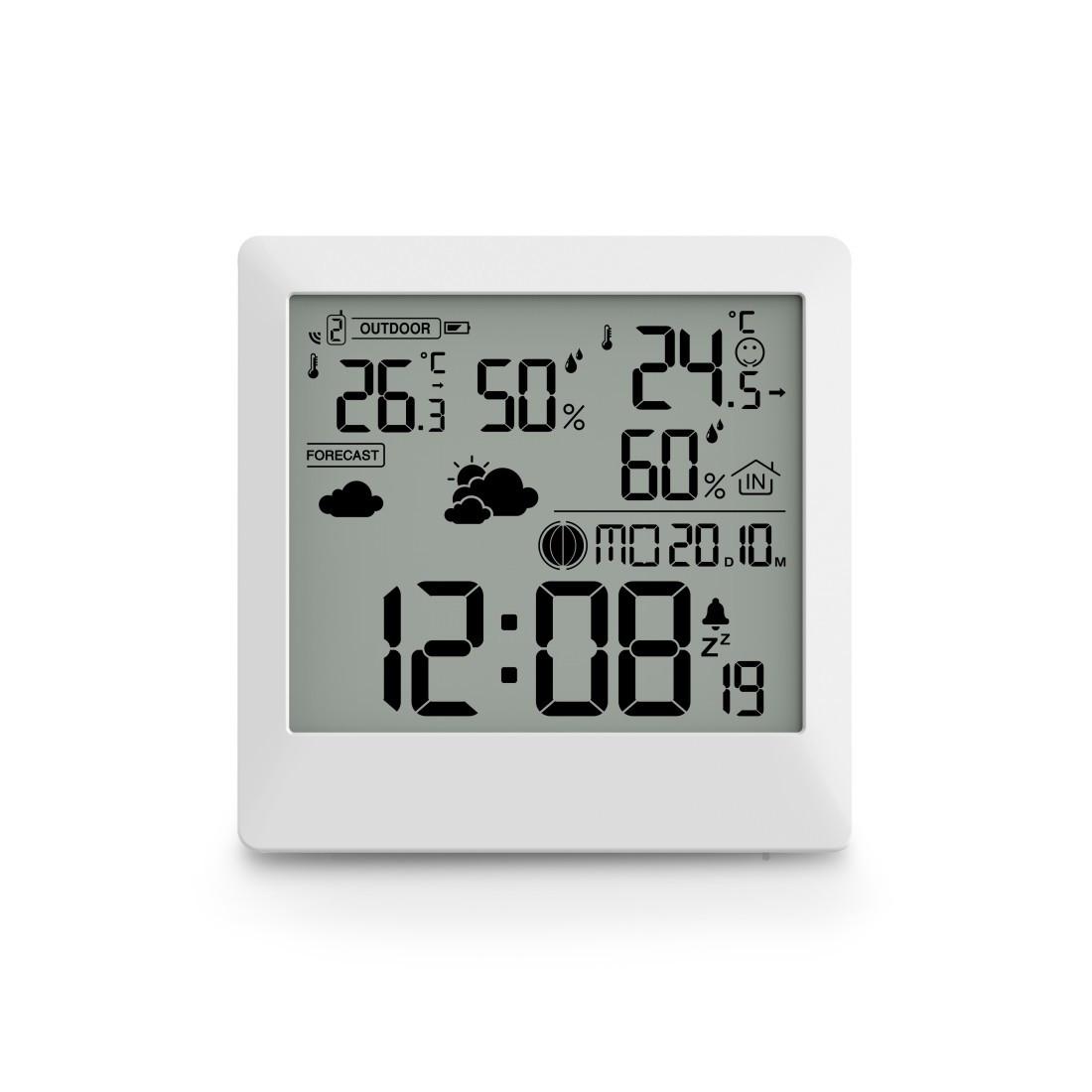 Wetterstation "Palawan", mit Außensensor, Funk, Wecker, Thermo/Hygro, Weiß (00222238)