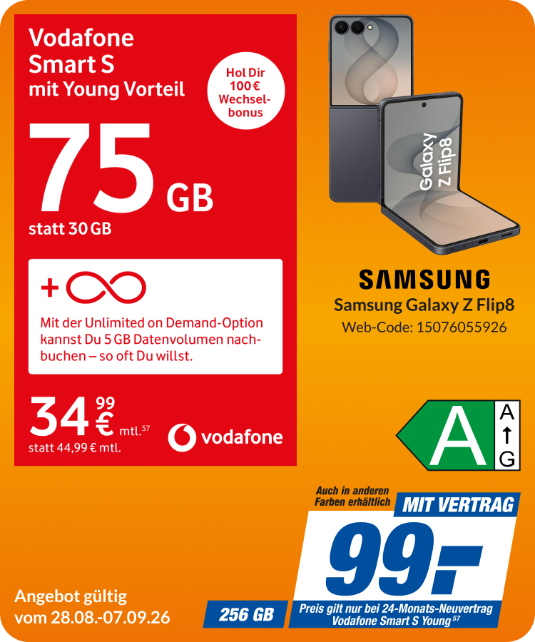 Galaxy Z Flip8 mit Smart S Young für 99€!